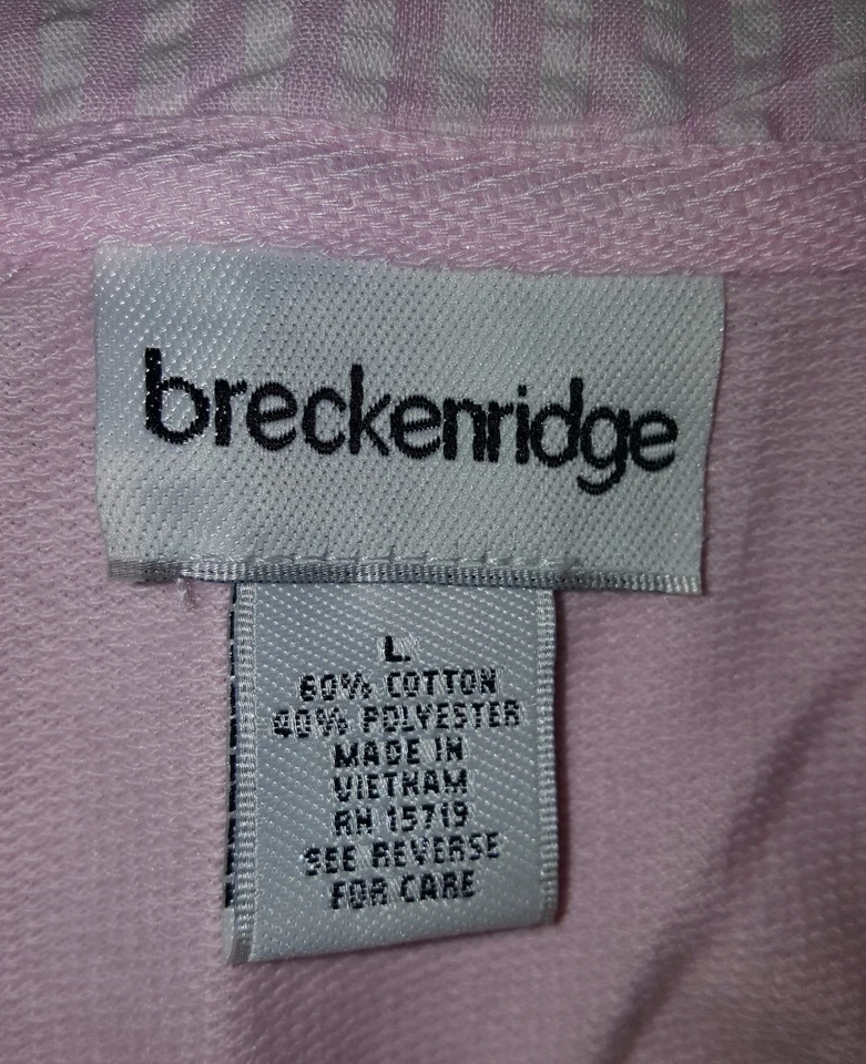 Breckenridge Mujer Chaleco Chaqueta Abrigo Talla L Grande Sherbet Rosa Blanco Cuadros NUEVO Foto 2 de 3