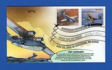Scott 3916-17 American Advances in Aviation Hand Painted FDC by Bevil