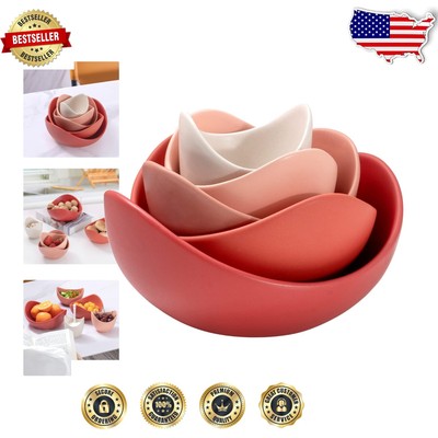 Vibrant 5-Piece Flower-Shaped Ceramic Bowls - Ideal for Salads & Pasta