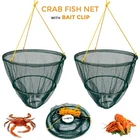 2 x CRAB FISH CRAYFISH LOBSTER DROP NET BAIT CLIP & ROPE SAFE CRABBING BASKET