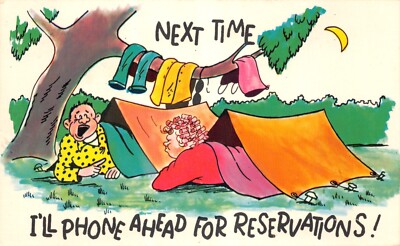 AUSLÄNDISCHE COMIC POSTKARTE CAMPING UNGELAUFEN GEBRAUCHT GUT PLUS SEHR GUT