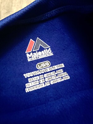 Chemise De Baseball Majestic – Garçon – Bleu Royal – Taille Youth Large – Comme Neuve