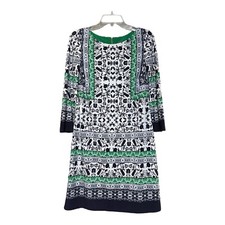 Vince Camuto Womens Green Blue White Print Floral Long Sleeve Lined Dress Size 4