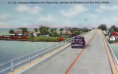Vintage 1948 Overseas Highway Postcard Pigeon Key Key West Florida