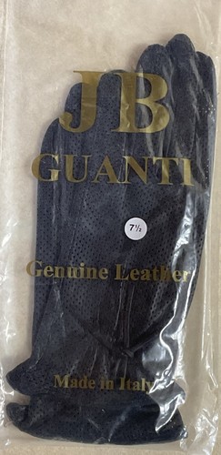 JB Guanti Navy Blue Leather Unlined Daily Gloves Handmade in Italy Size 7.5 - Picture 2 of 10