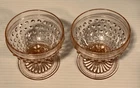 Pink Depression Glass  Sherbet Dessert Cups Anchor Hocking Hobnail Lot Of 2 Vtg