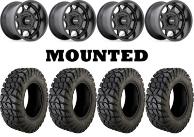 Kit 4 Moose Rigid Tires 32x10-15 on KMC KS137 Toro S Matte Black Wheels 550