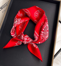 100 Mulberry Silk 20" Square Scarf Women Neckerchief Wrap Red cashew Print new