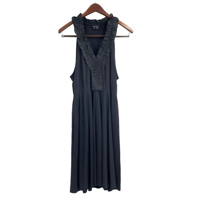 Theory Black Pleated Ruffle Neckline Sleeveless Dress Womens Size Large  Classic | eBay