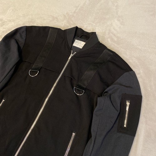 Zara Jacket Mens Size Large Black Full Zip Bomber Goth Punk Biker Streetwear Y2K - Picture 3 of 14