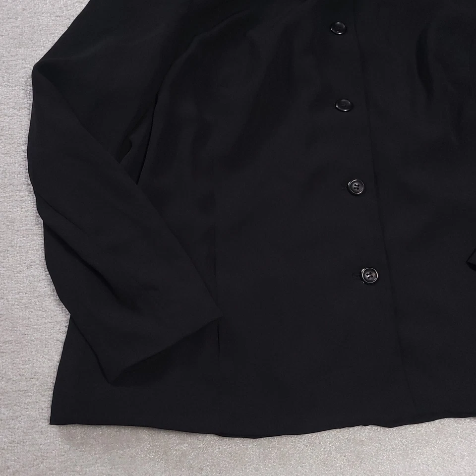 Camisa Blazer Liz Baker Abotonada Para Mujer 22W Plus Negra Almohadillas para el Hombro Manga Larga Foto 4 de 4