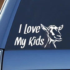 I Love My Kids - Goat Mom Kids 7" White Vinyl Decal Car Truck Windows