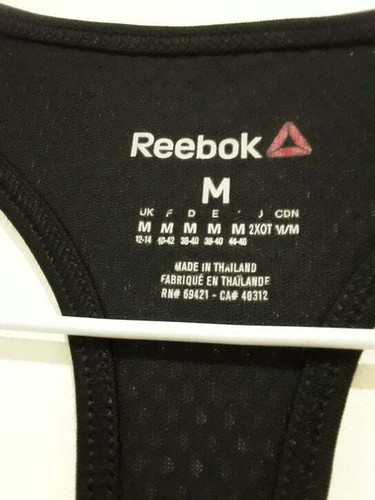 Reebok Singlet Top Size M Quick Dry Speedwick Racer back Black Activewear - Picture 10 of 14