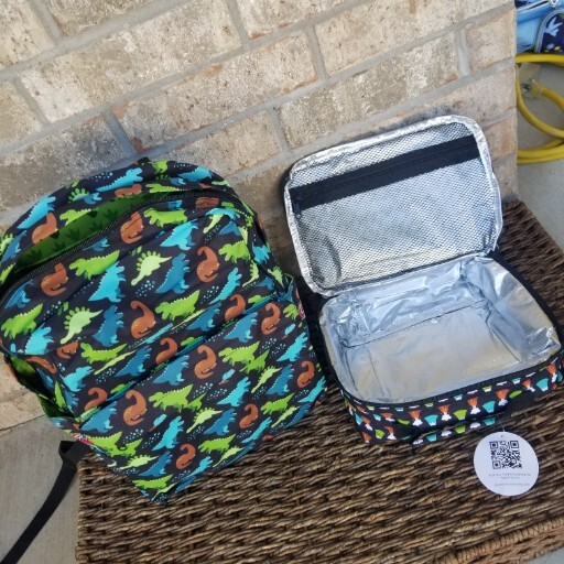 Kids 2 Pc Large Dinosaur Backpack Set w/ Lunch Box Dino (16"x12"x5")
