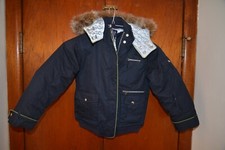 Gap Kids Drk Blue/Silver Winter Down Coat Anorak Jacket Fur Size Small 5-6 