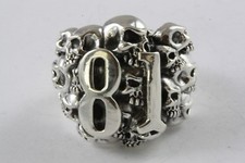 ROUTE 81 BIKER CHOPPER SKULL ANELLO IN ARGENTO 925 ANELLO CON SIGILLO / 373