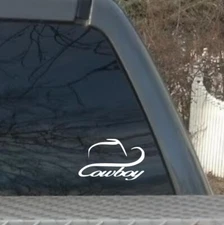 Cowboy hat vinyl window decal. Truck/car window Laptop sticker. Trailer, Hardhat