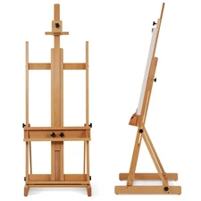 Large H-Frame Easel for Painting 53"-91" H, Adjustable Solid Beech Wood Heavy...