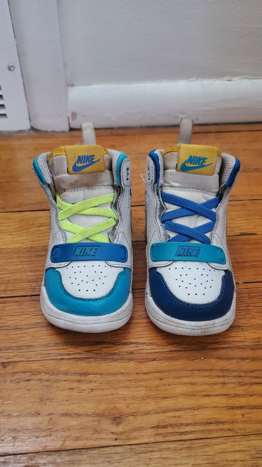 Nike Swoosh Jordan's shoes toddler size 7C white yellow blue