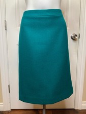 J. Crew No. 2 Pencil Skirt Teal Green Wool Pencil Skirt W/Back Slit, Size 10