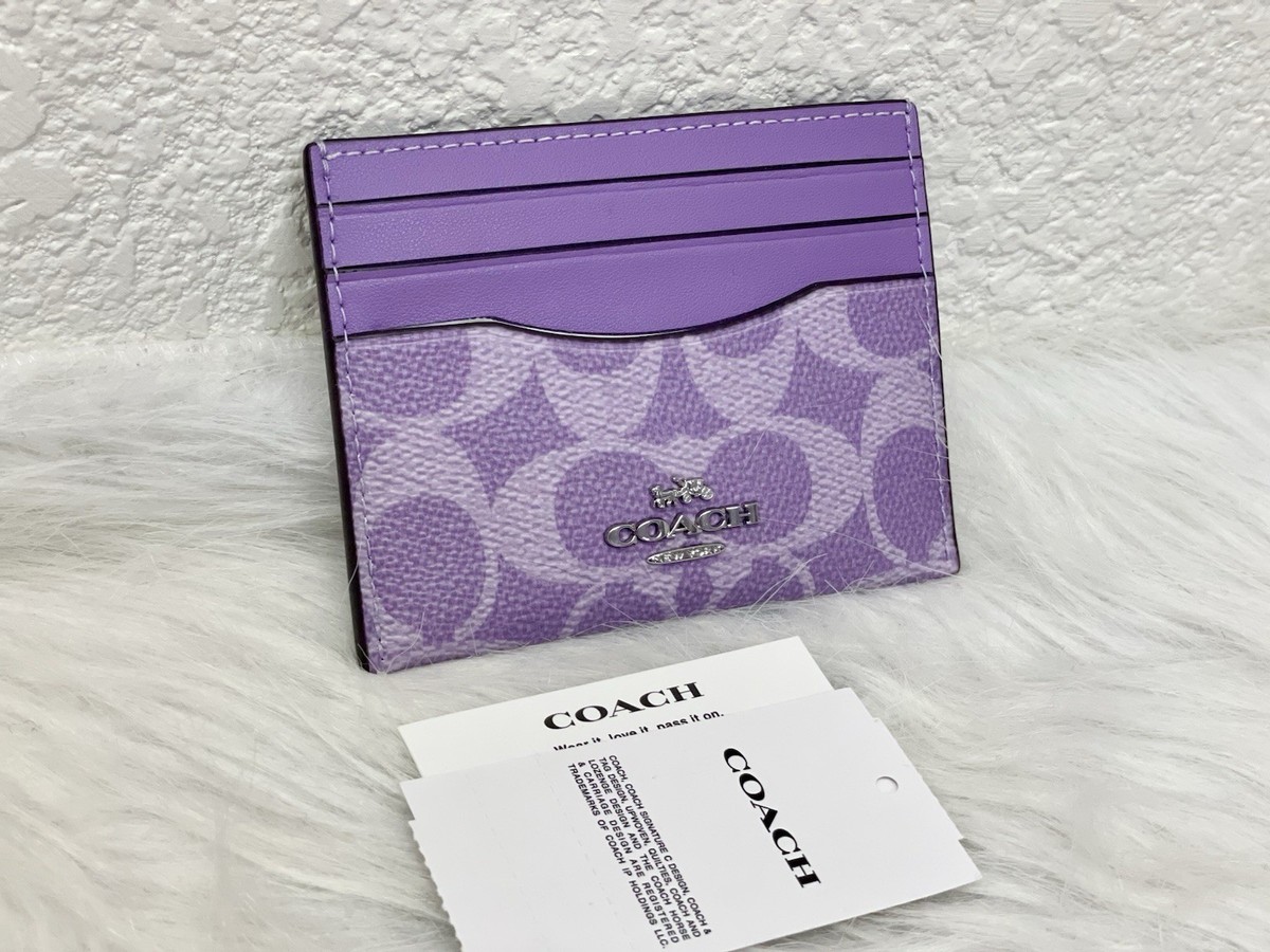 Coach Slim ID Case in Signaure Canvas Silver/Iris NWT CZ286 | eBay