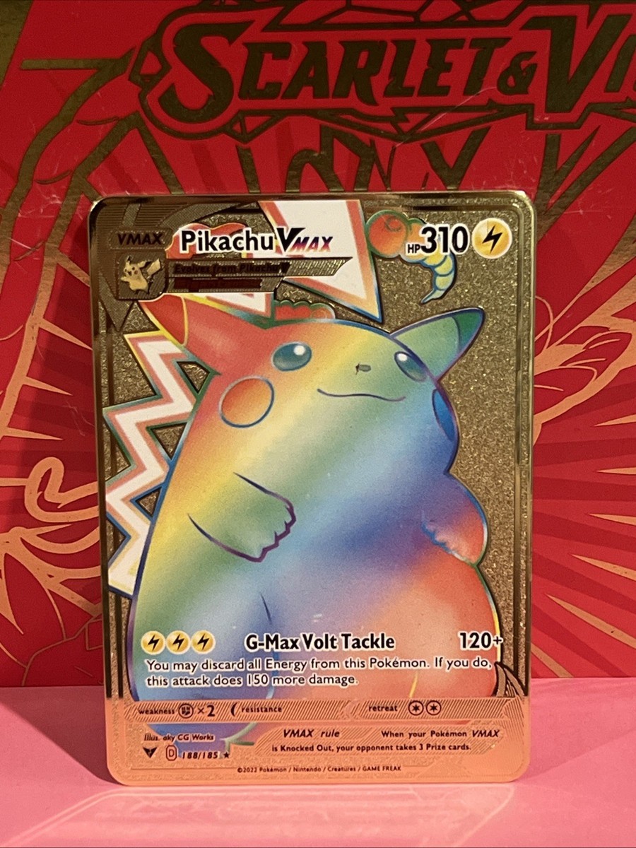 gold pokemon card rainbow pikachu Pokemon SWSH04: Vivid Voltage Pikachu VMAX (Secret) Holofoil / Heavily Played