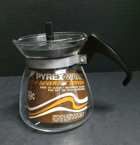 Vintage Pyrex Ware 2 Cup Beverage Server 10 Oz  MCM Carafe Instructions Hot/Cold