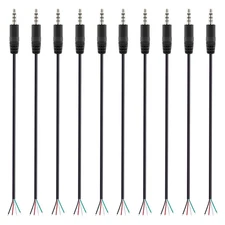 Fancasee 10 Pack 3.5Mm 1/8" to Speaker Wire TRRS Stereo Male Plug to Bare Wire P