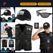 FBI Agent Costume Set for Men  Women - Vest, Hat, Badge  Sunglasses, Roleplay
