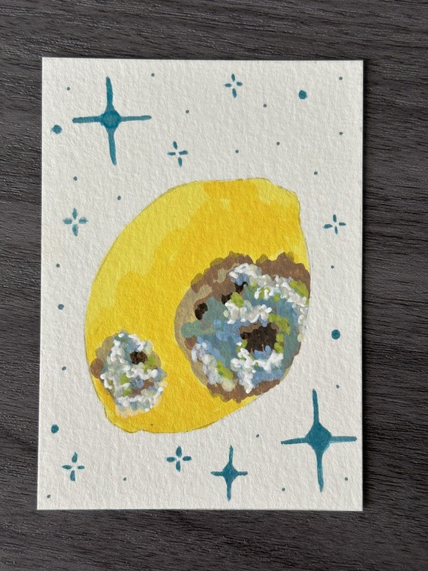 Original ACEO Acrylic Painting, Lemon, Sweet Rot, Alta  