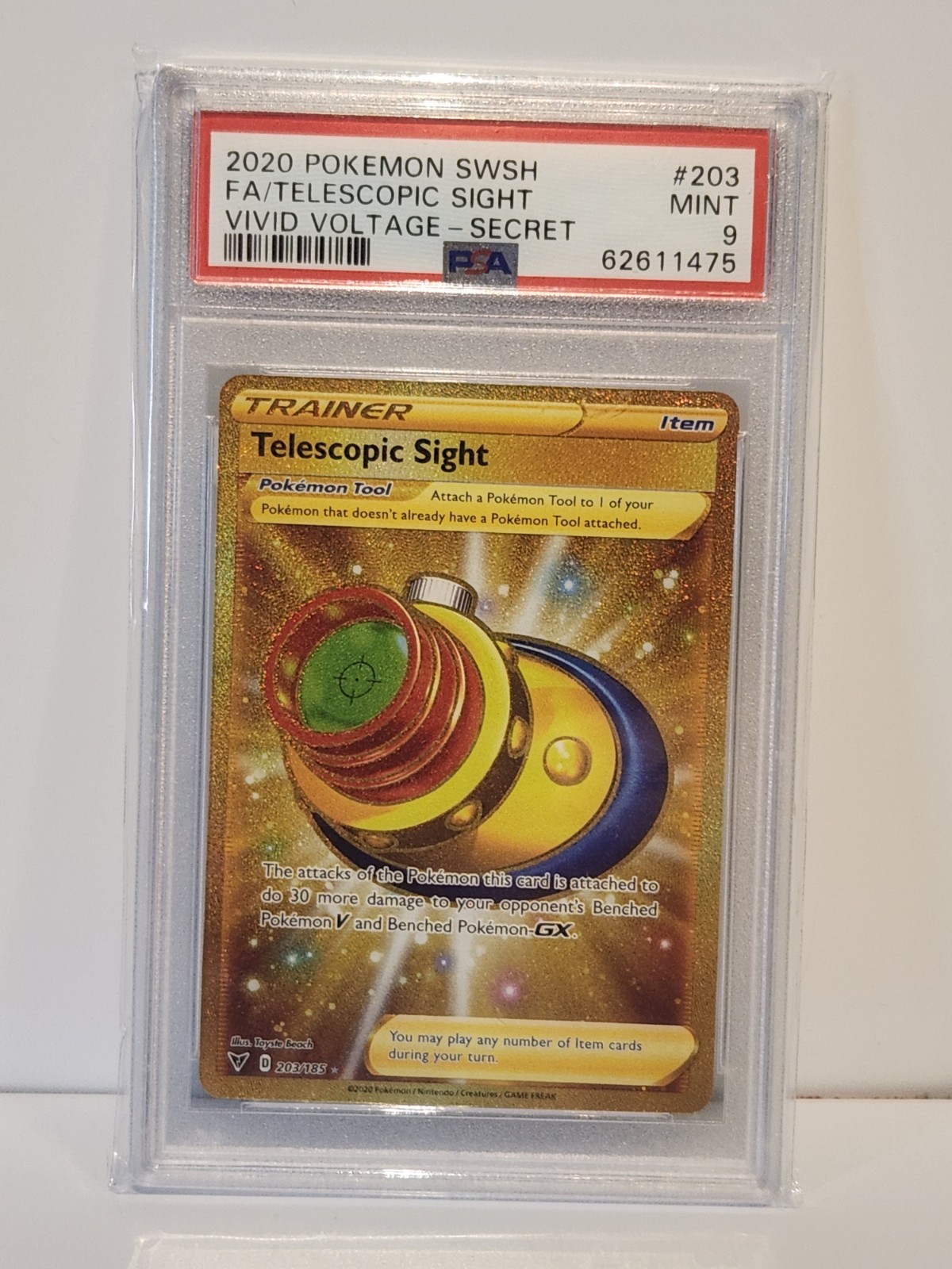 Pokemon Telescopic Sight 203/185 PSA 9 2020 SWSH Vivid Voltage 203 PSA 9 Gold