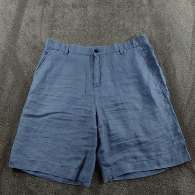 Dunnes Shorts Herren W34 blau Leinen Strand Sommer Urlaub Küste