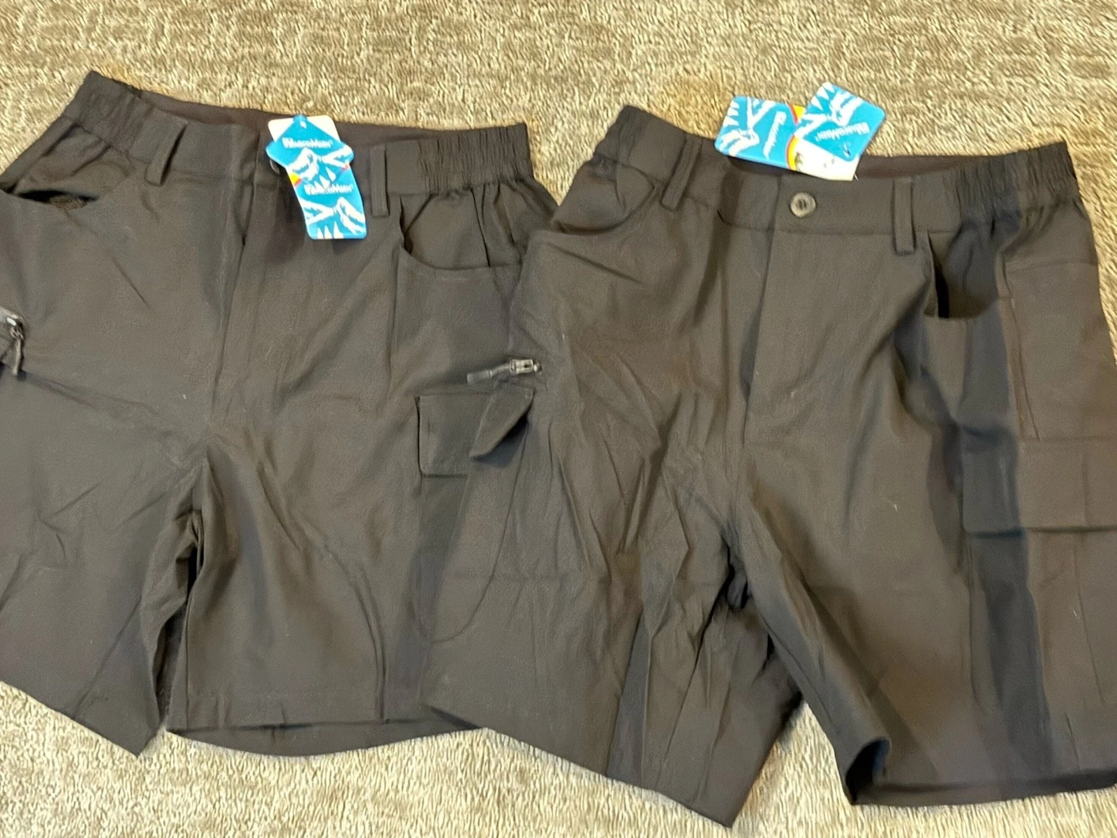 MagcoMsen Small Outdoor Cargo Hiking Shorts Quick Dry Nylon 2 Pair Blk (F)