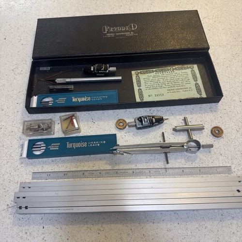 1950's Ferance Construction Co Penfield NY Drafting Tool Instruments Box Extras - 第 3/7 張圖片