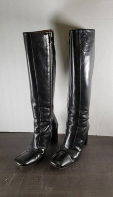 Bally Chadra Black Leather Knee High Boots Size EU 36