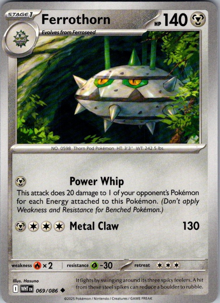 Ferrothorn White Flare 069/086 Uncommon Pokemon Near Mint