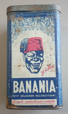 BOITE BANANIA ANCIENNE - VINTAGE TOLE - BLEU BLANC ROUGE - PATES - 17*9CM