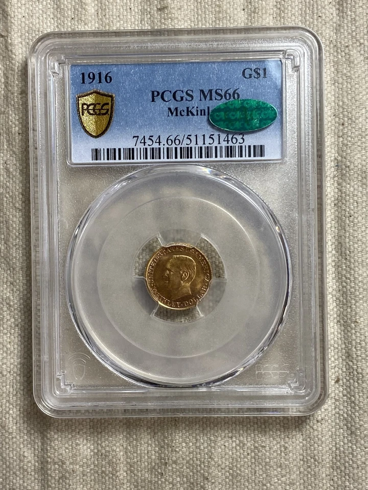 1916 $1 PCGS MS 66 CAC McKinley Commemorative Gold Dollar Gorgeous Lightly Toned - Image 2 of 4
