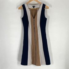 Ann Taylor Dark Blue, Tan, And White Dress Size 2 Gently Used