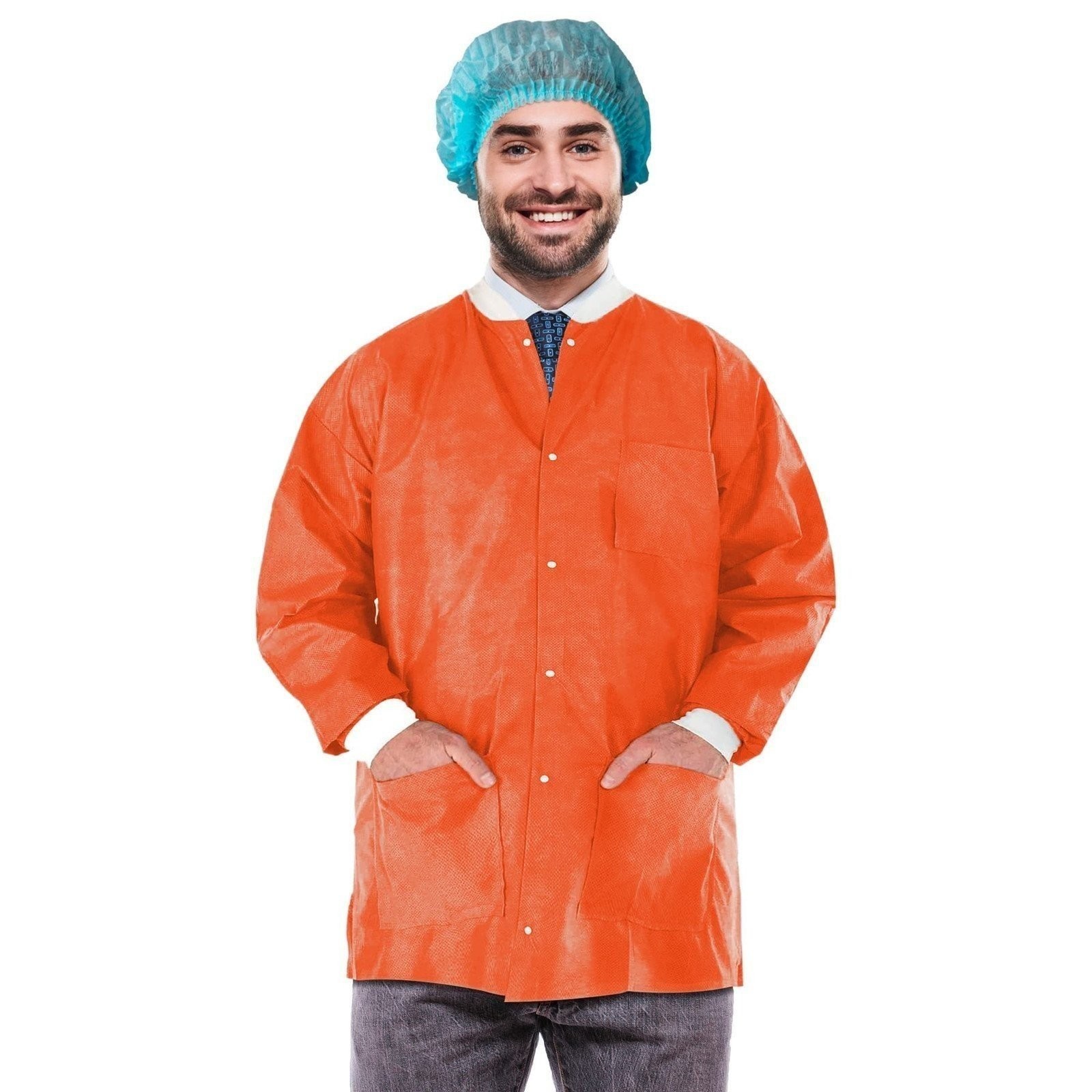 ALTRA Disposable Lab Jacket 32 in Long Pack of 100 Orange Workwear XL SMS 50 gsm