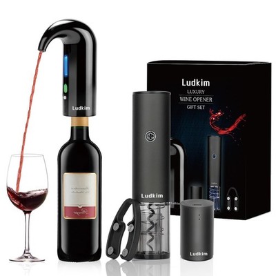 Rechageable Electric Wine Opener Gift Set, Electric Wine Aerator Dispenser, E...