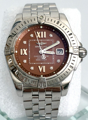 Breitling Cockpit Lady Bronze Dia Dial Stainless Steel Watch W/ Pilot Bracelet