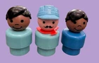 Vintage Fisher-Price Little People Rare Whoops Boy with Engineer Body + Two