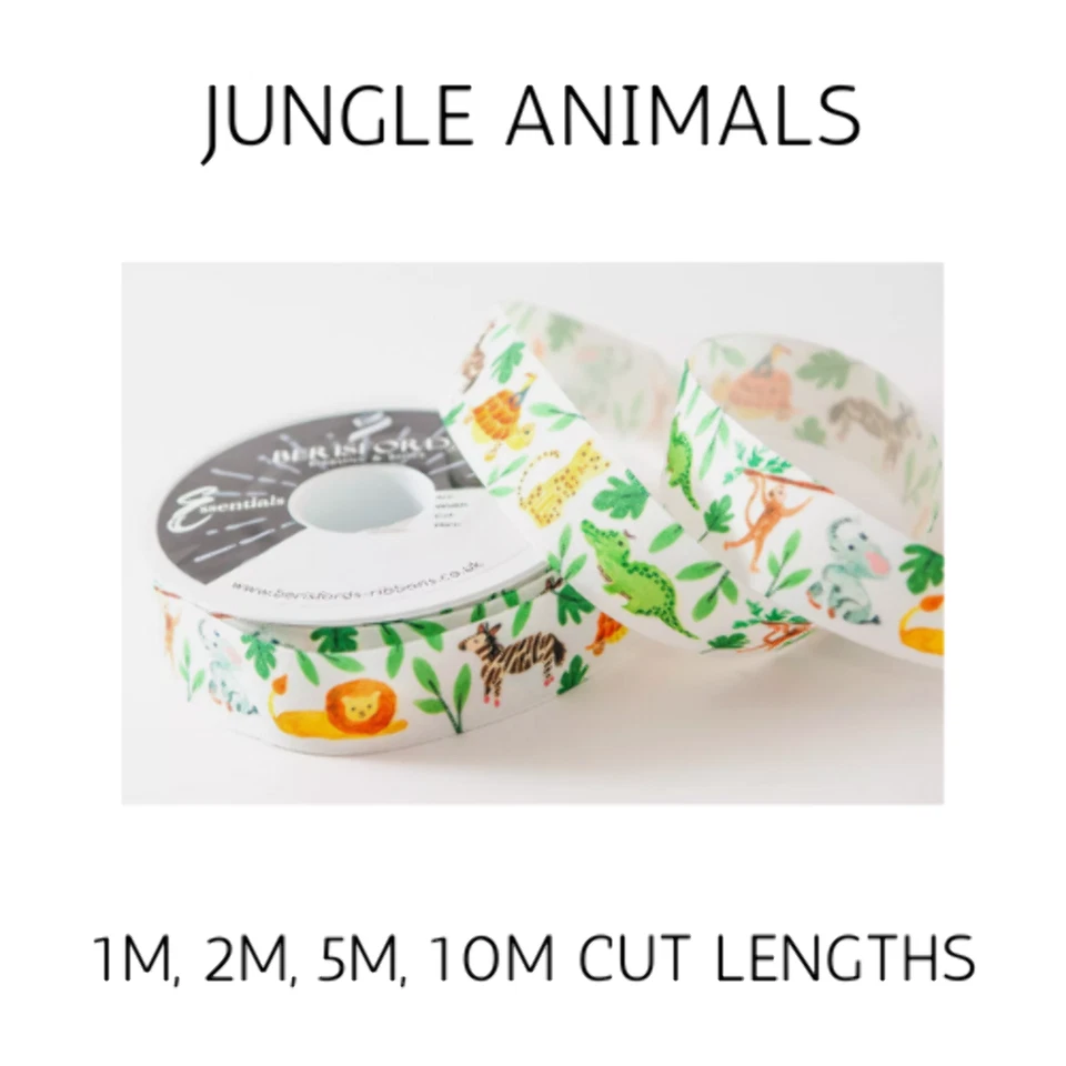 Jungle Animals Ribbon Width 25mm Various Lengths by Berisfords