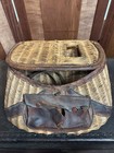 Vintage Fishing Creel Basket Wicker Leather Cabin Decor