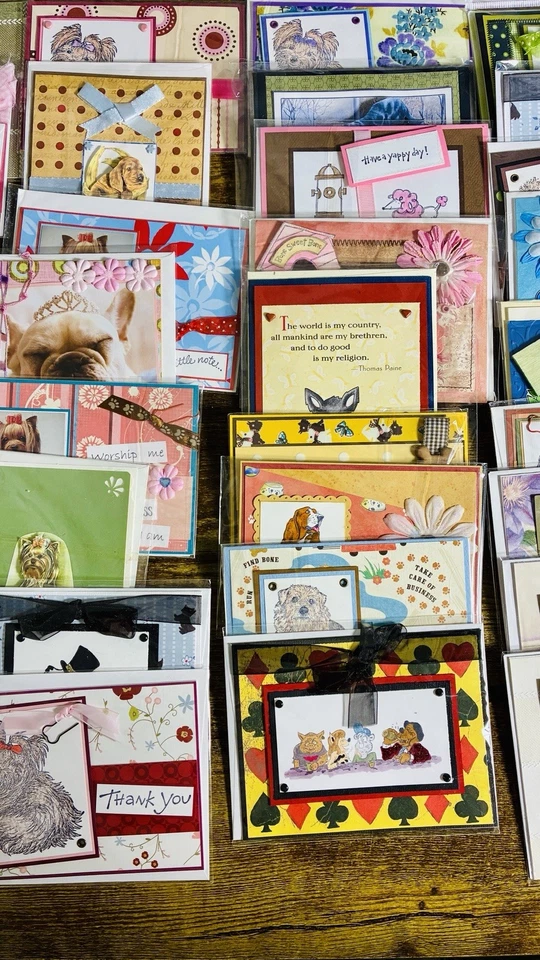 Lote de 100 tarjetas de felicitación hechas a mano a granel temáticas para perros múltiples ocasiones  Foto 4 de 4