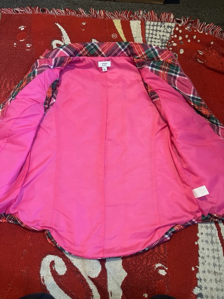 Chaleco acolchado Crown and Ivy para mujer rosa rojo vacaciones a cuadros con bolsillos laterales talla grande Foto 4 de 4