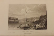 BELGIUM 1830 B/W PRINT ENGRAVING VIEW NEAR SELAIN 20CMS BY 12CMS P2540
