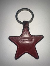 Vintage COACH Glove Tanned Leather Red Star Key Fob Keychain Bag Charm