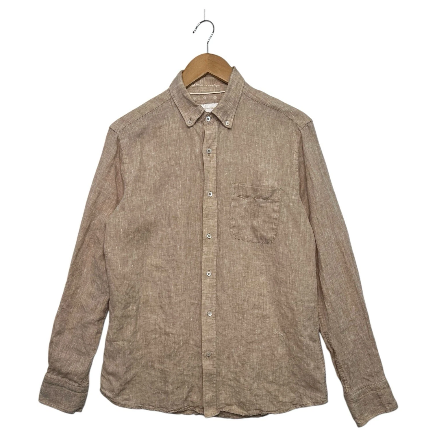 Porter Ash Shirt Mens Medium Brown Tan Button Down Lightweight Beach Coastal